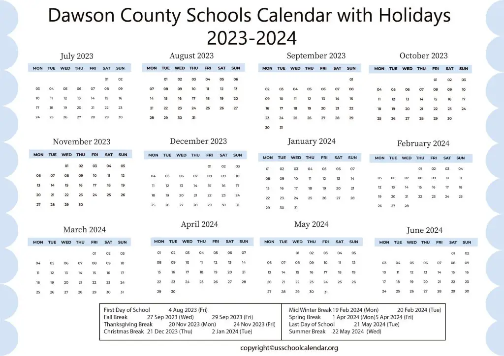 Dawson County Schools Calendar