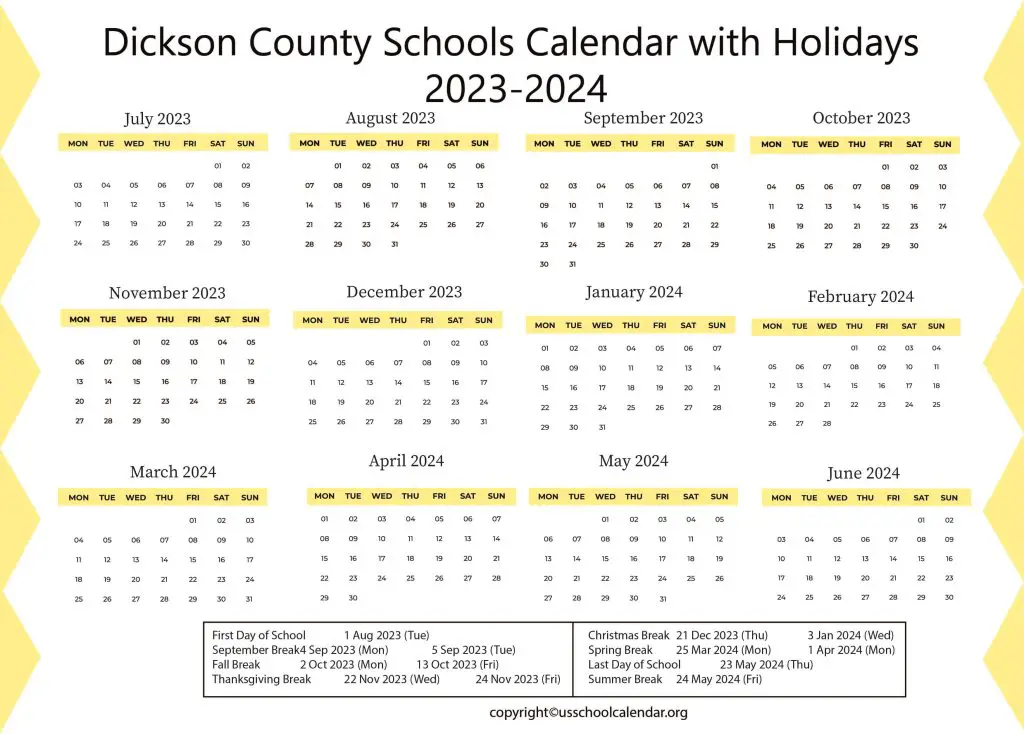 Dickson County Schools Calendar