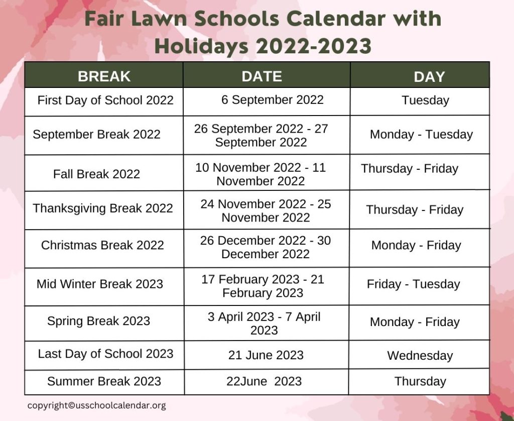 Fair Lawn Schools Calendar