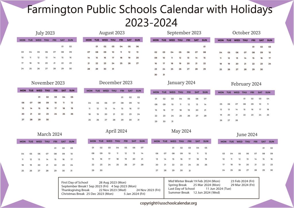 Farmington Public Schools Calendar