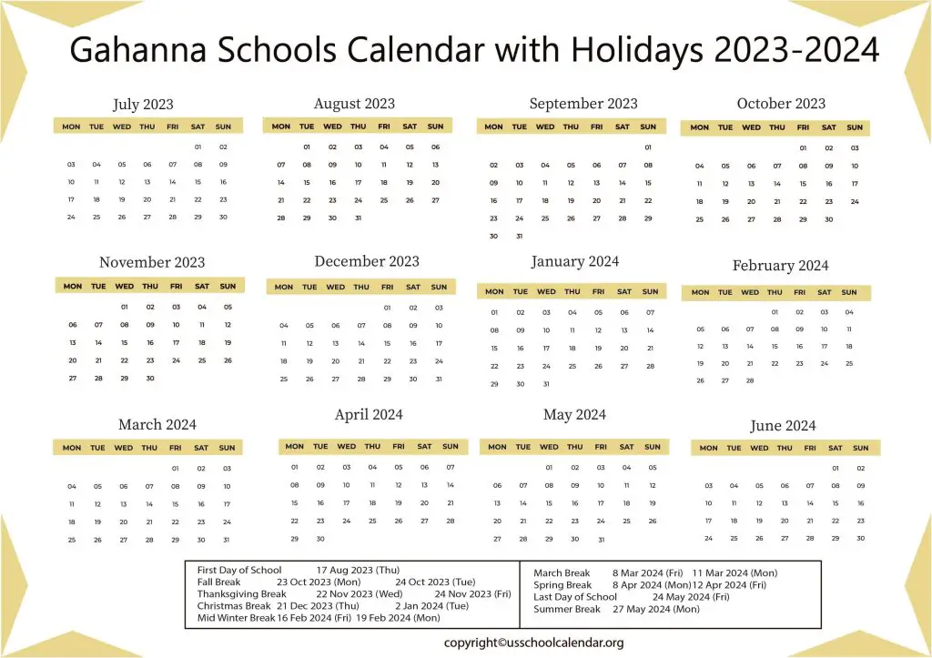 Gahanna Schools Calendar