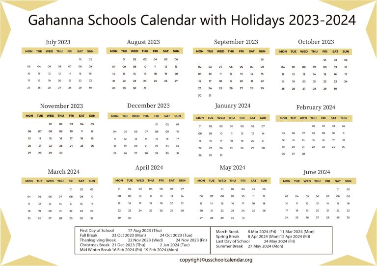 Gahanna City Schools Calendar - US School Calendar