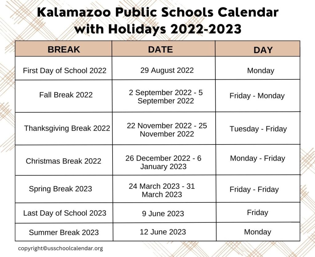 Kalamazoo Public Schools Calendar