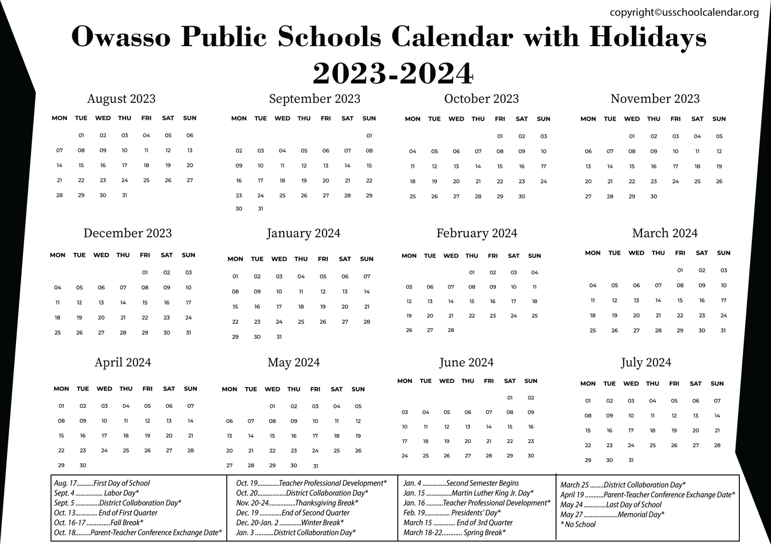 owasso-public-schools-calendar-with-holidays-2023-2024