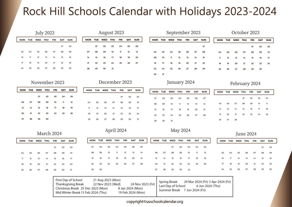 Rock Hill Schools Calendar