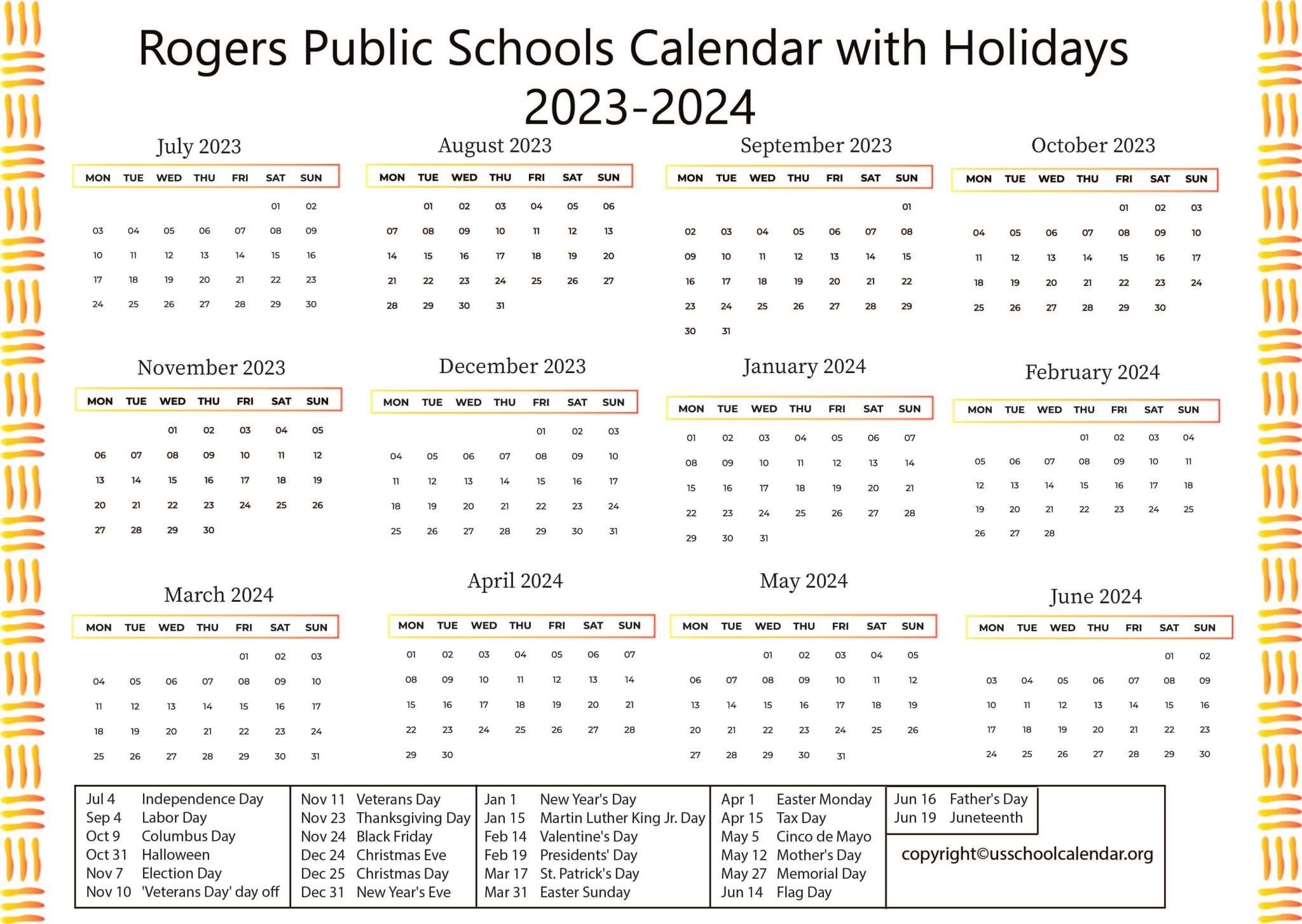 rogers-public-schools-calendar-with-holidays-2023-2024
