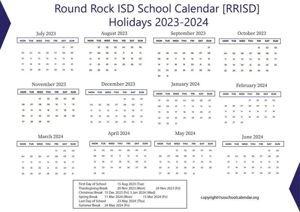 Round Rock ISD School Calendar [RRISD]