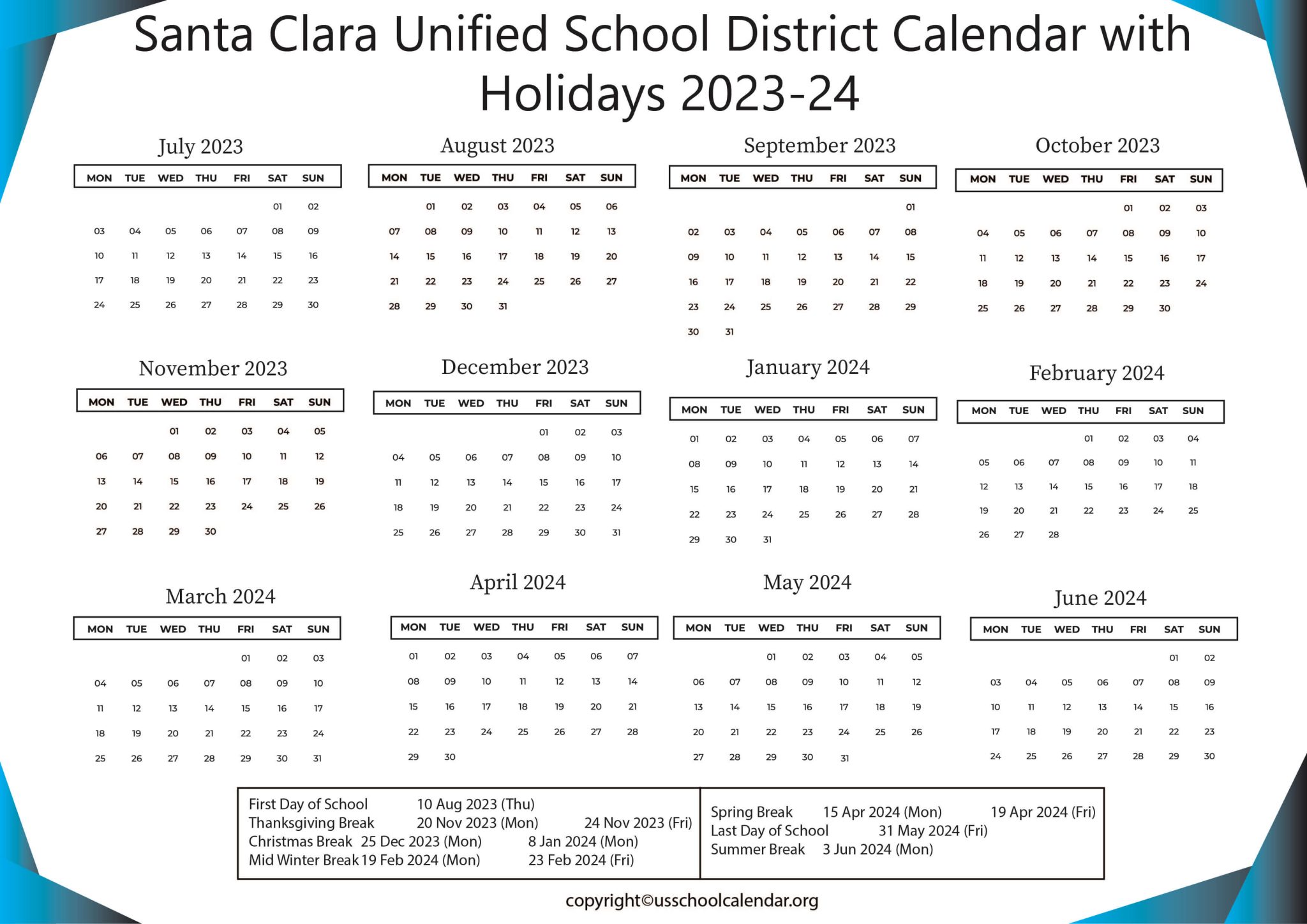 Santa Clara Unified School District 202526 Calendar Gwenni Angelica