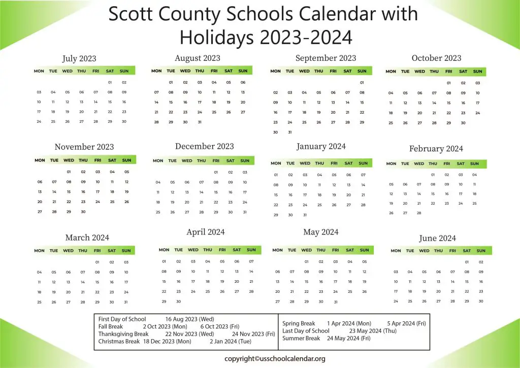 Scott County Schools Calendar