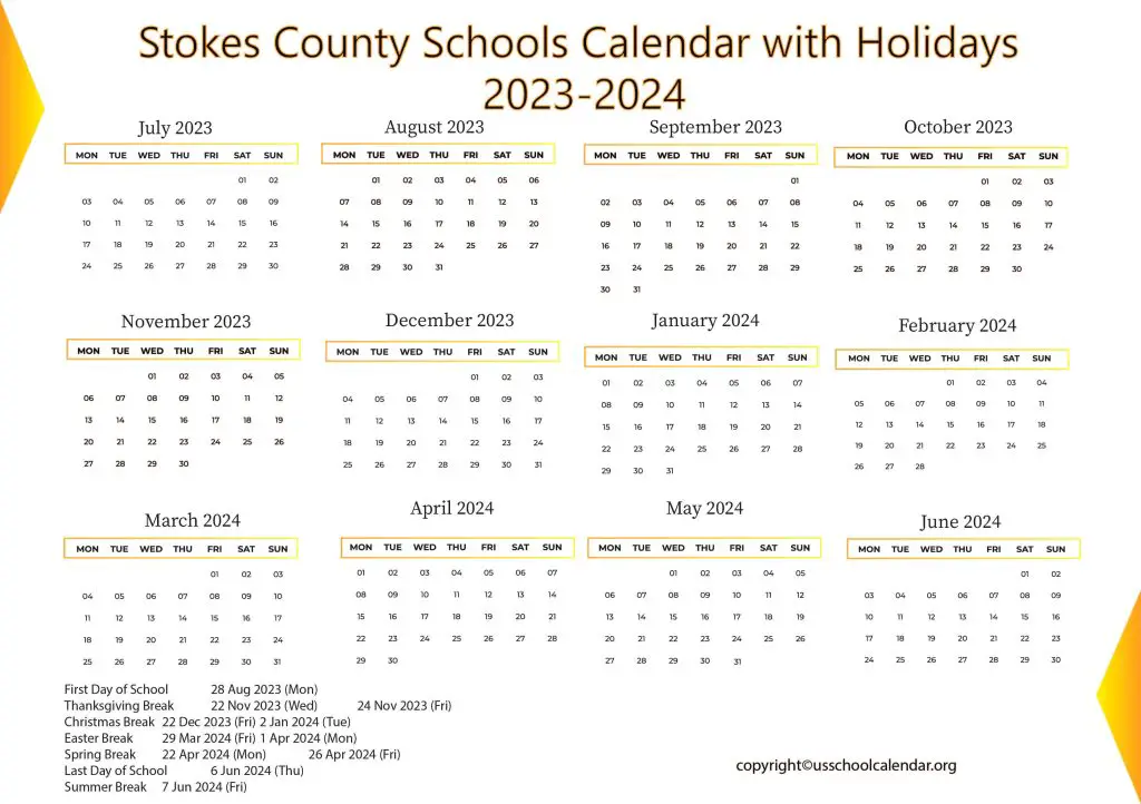 Stokes County Schools Calendar