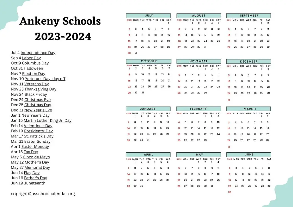 Ankeny Schools Calendar