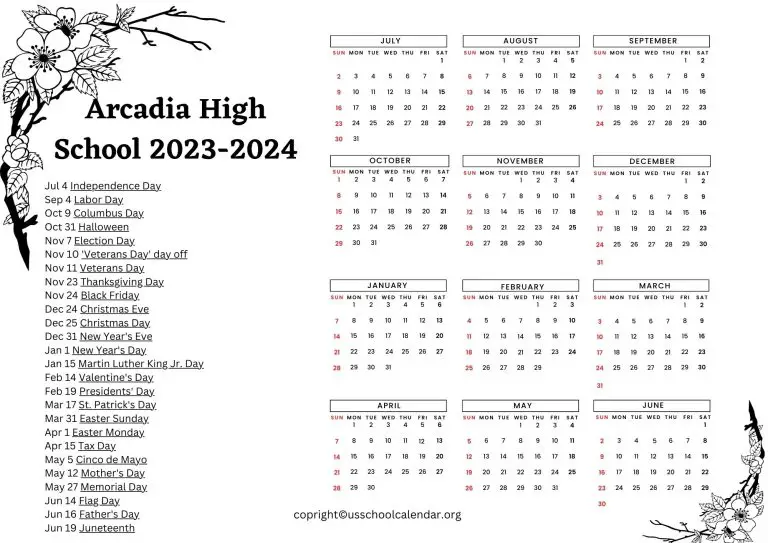 Arcadia High School Calendar 2025-2026 Images References :