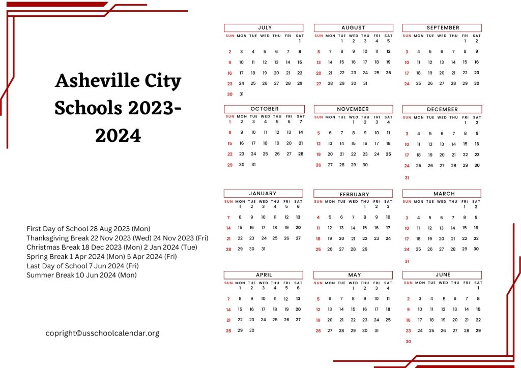 Asheville City Public Schools Calendar