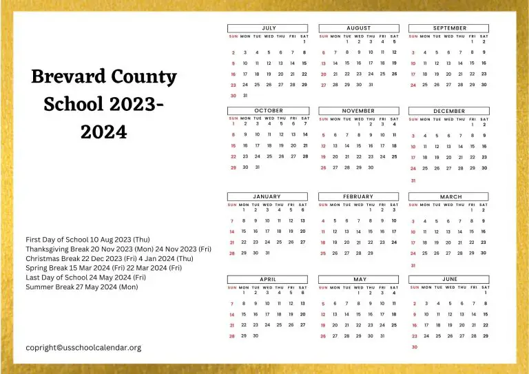 Brevard County School Calendar with Holidays 20232024