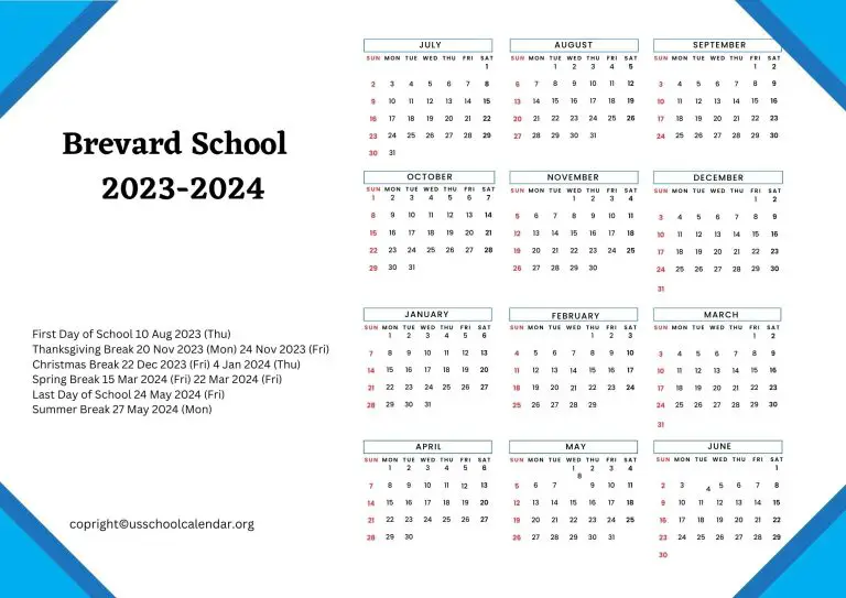 Brevard School Calendar with Holidays 20232024