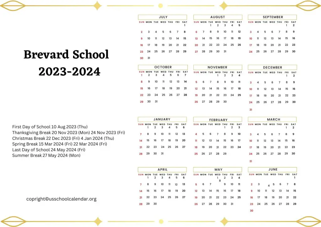 Brevard School Calendar