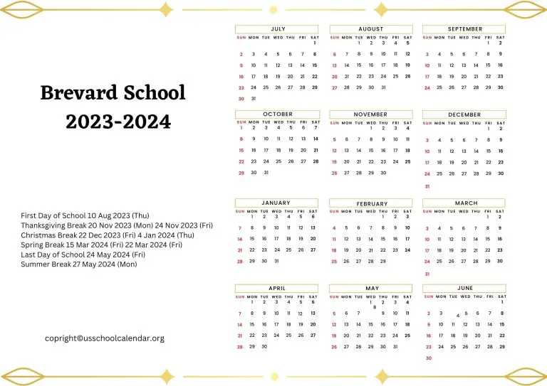 Brevard School Calendar with Holidays 2023-2024