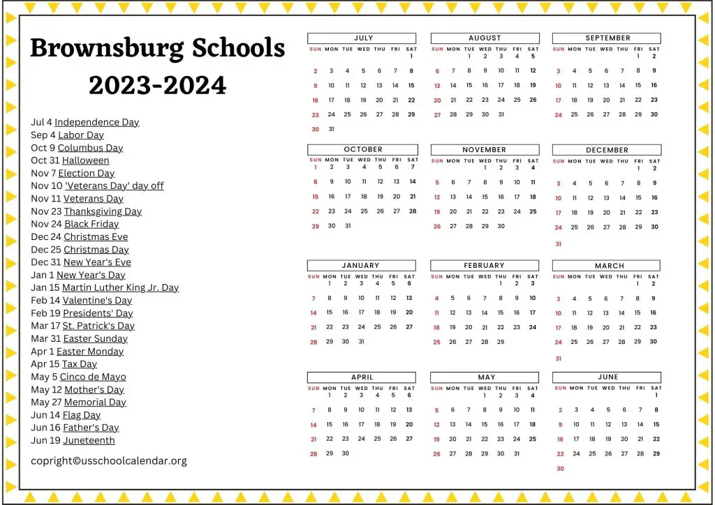 Brownsburg Community School Corporation Calendar