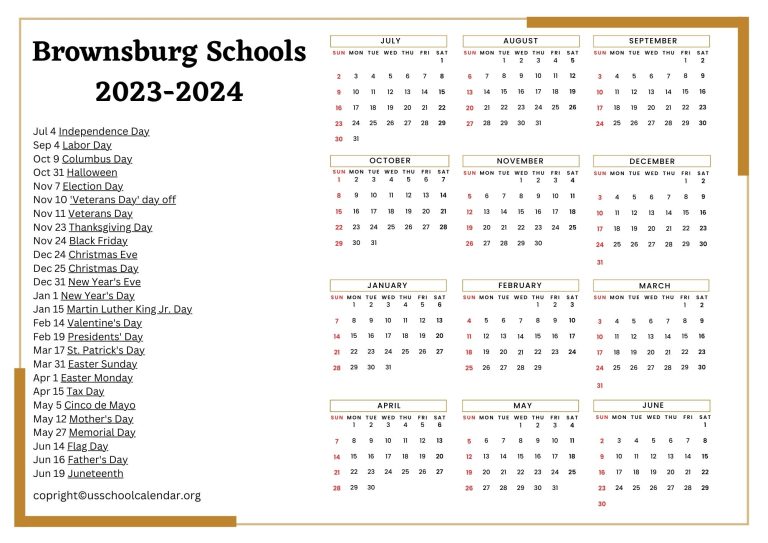 Brownsburg Schools Calendar US School Calendar