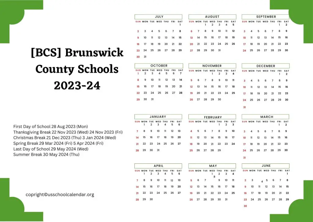 Brunswick County Schools Holiday Calendar