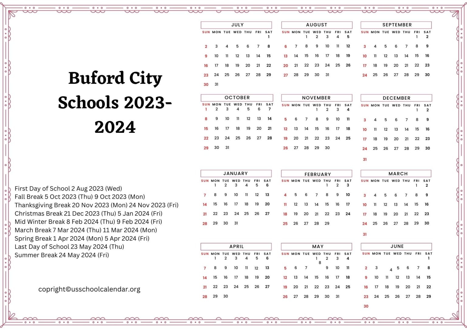 buford-city-schools-calendar-with-holidays-2023-2024