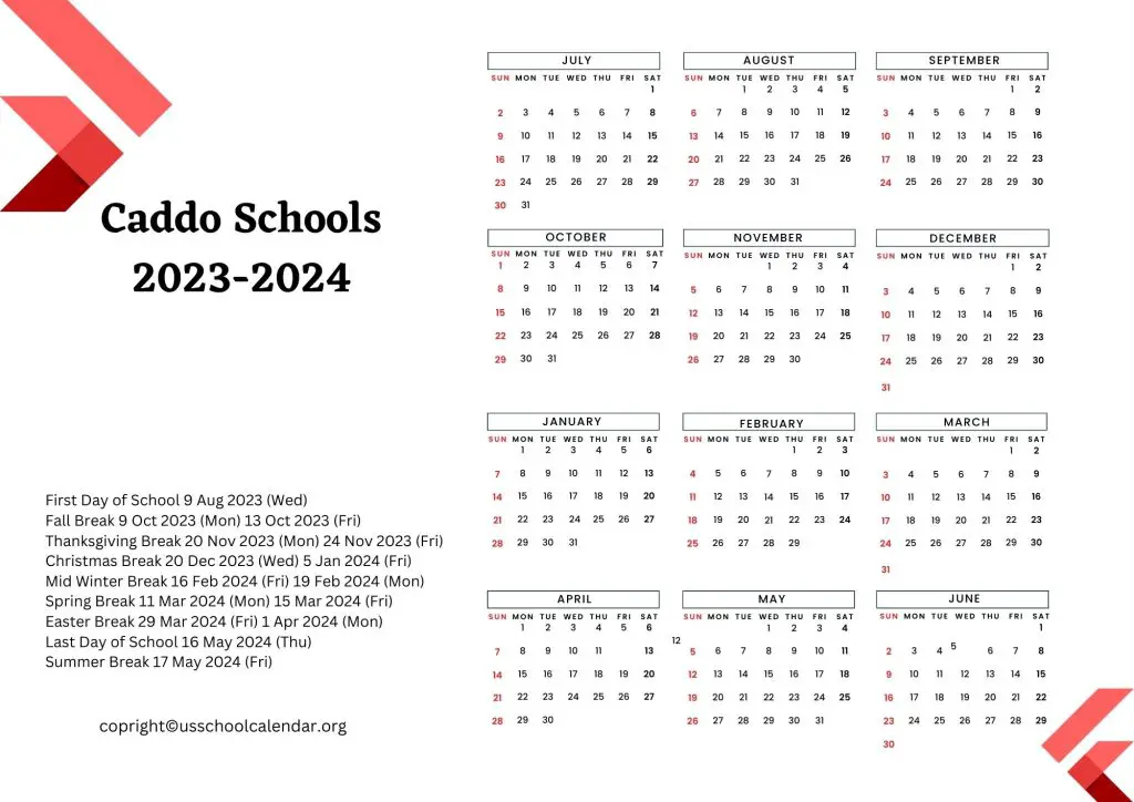 Caddo Schools Calendar