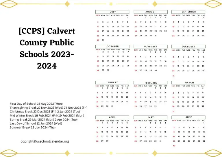 [CCPS] Calvert County Public Schools Calendar for 20232024