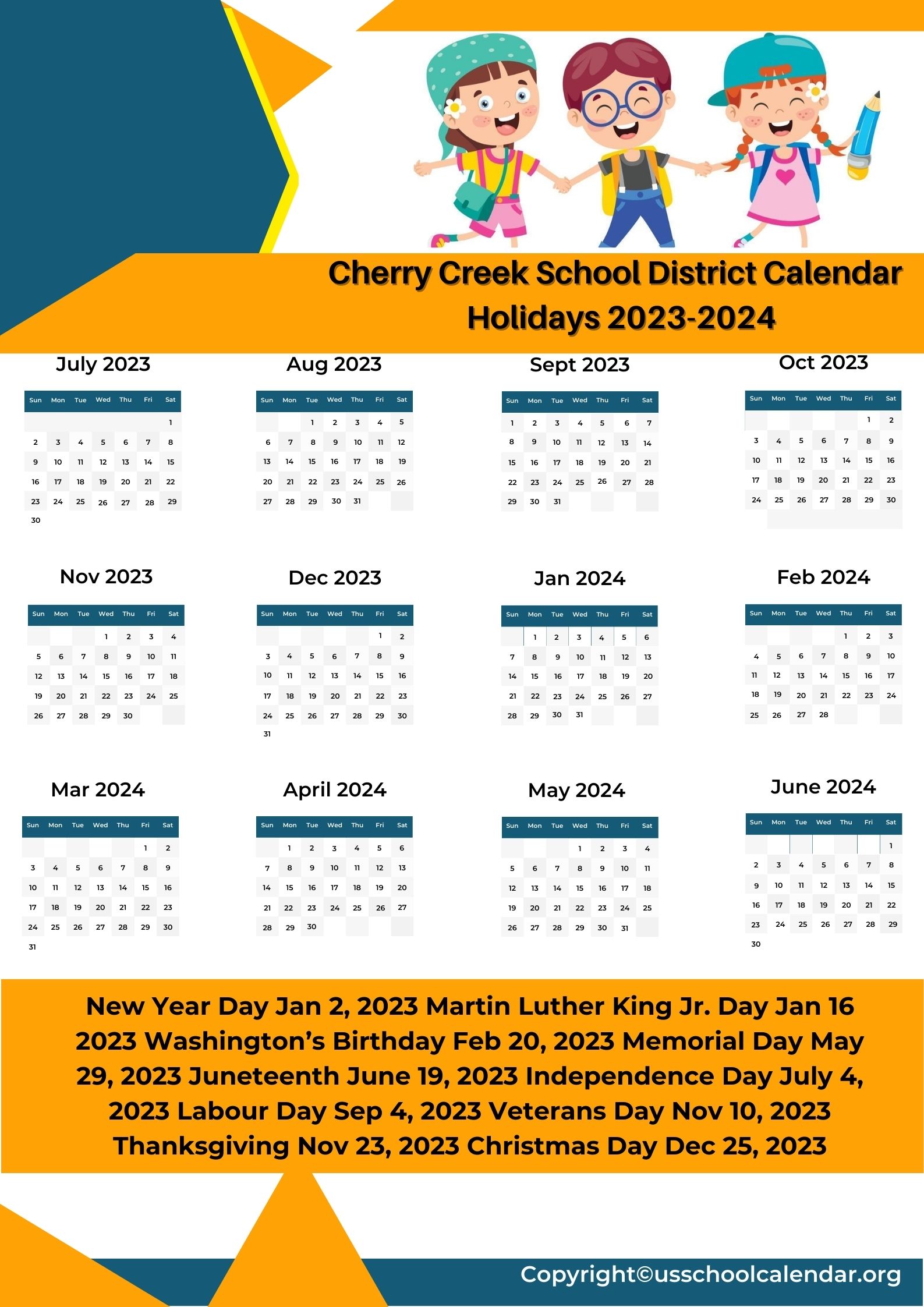 Cherry Creek School District Calendar With Holidays 20232024