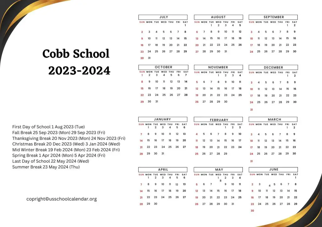 Cobb County School District Academic Calendar