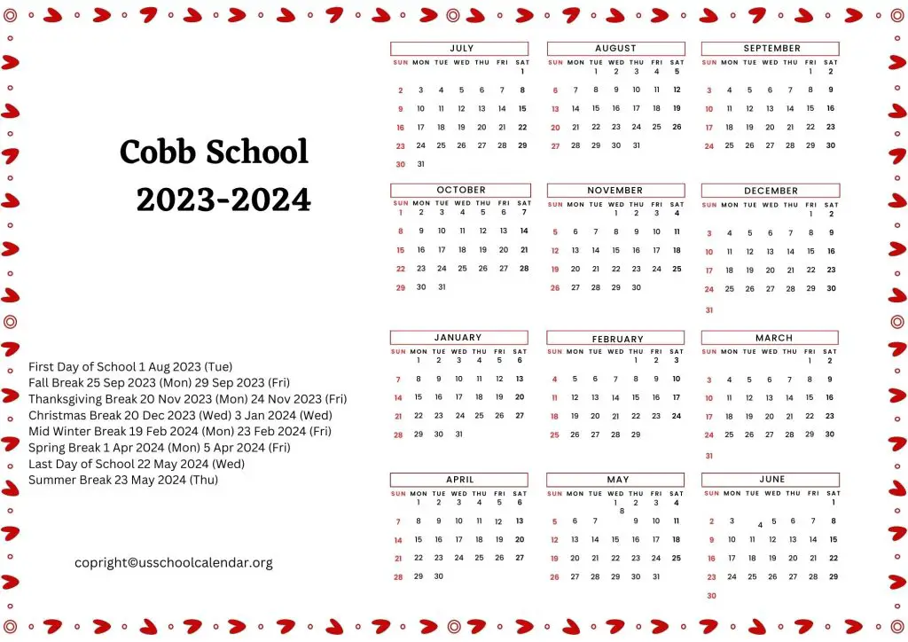 Cobb School Calendar