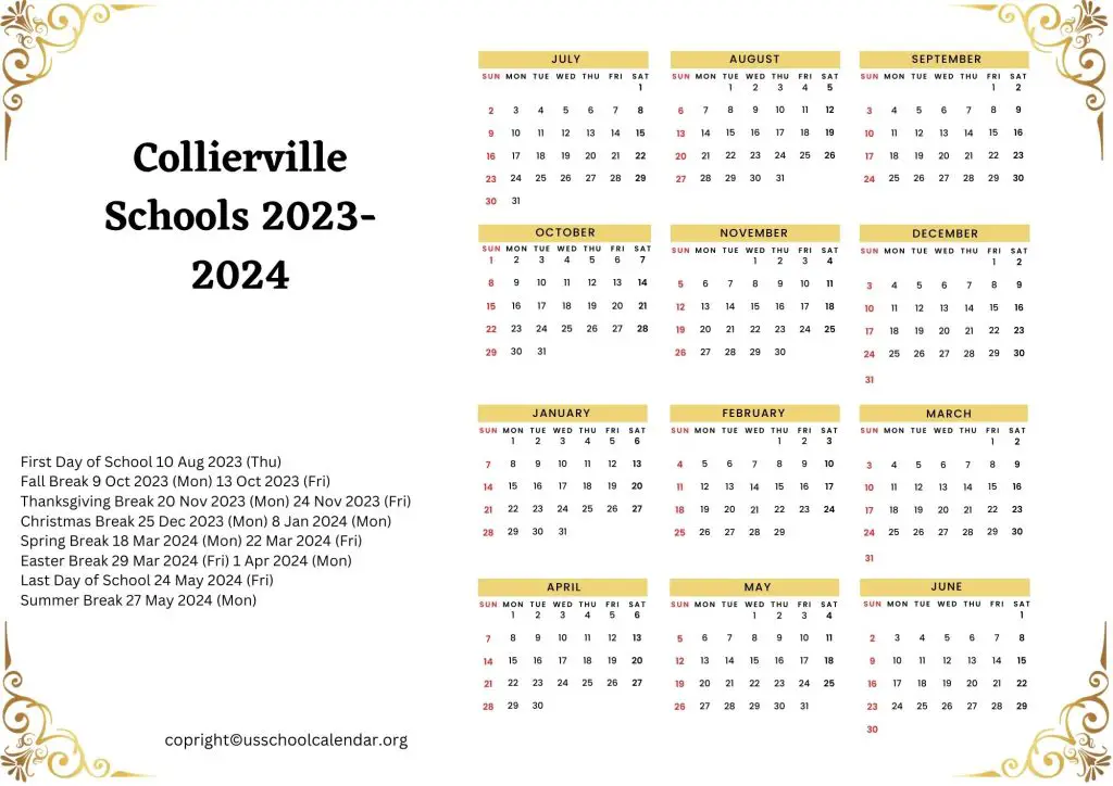 Collierville Schools Calendar