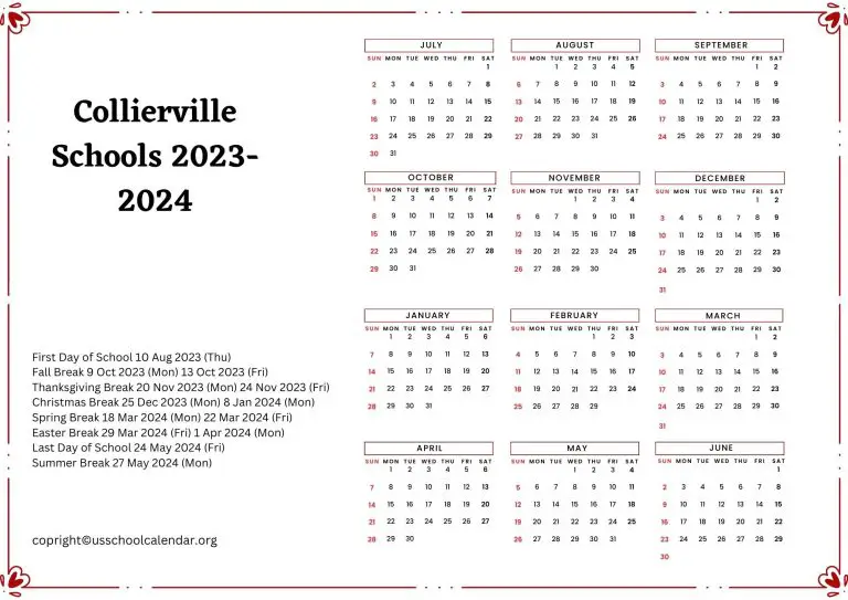 Collierville Schools Calendar With Holidays 2023 2024