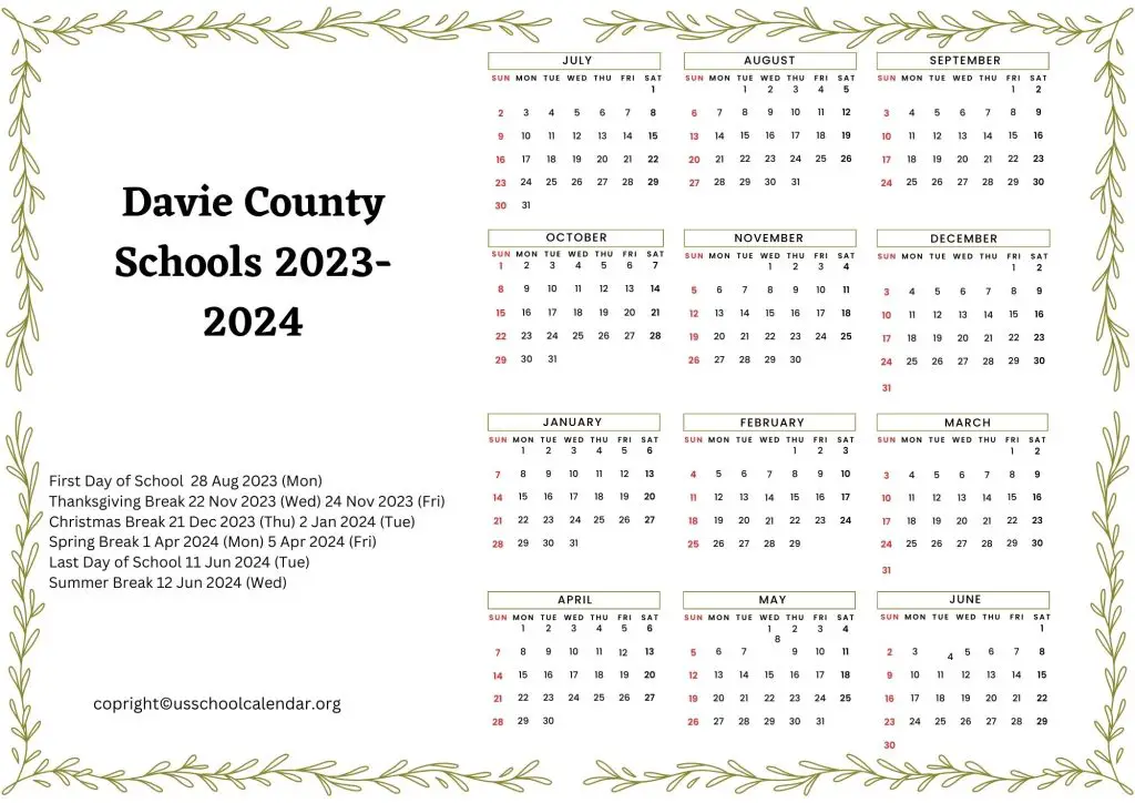 Davie County Schools Calendar