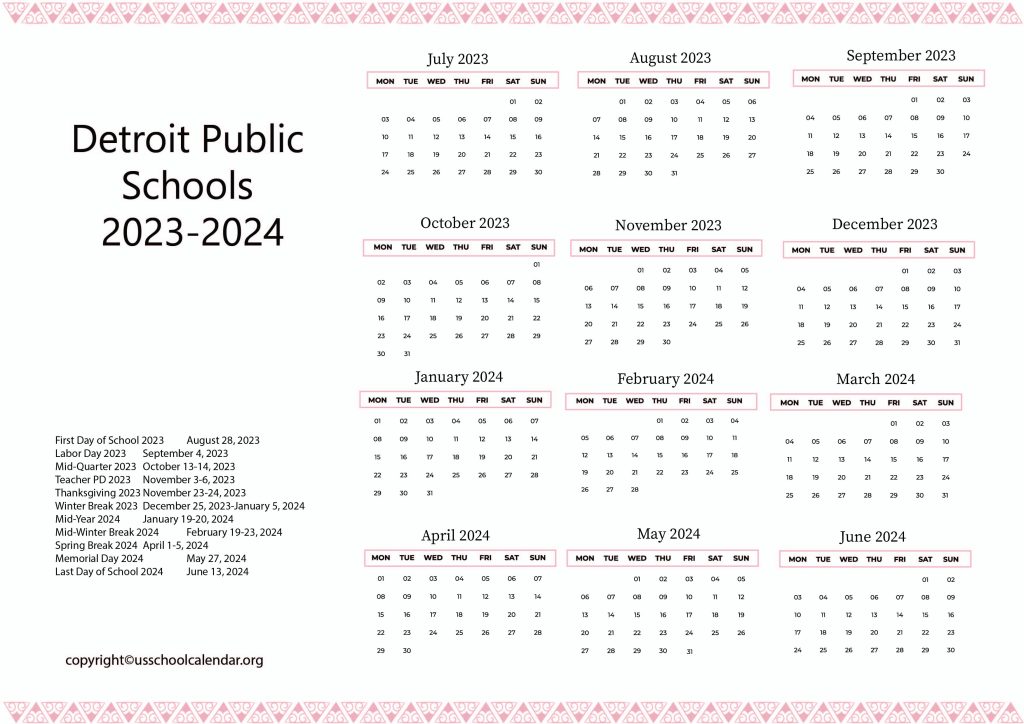 Detroit Public Schools Calendar