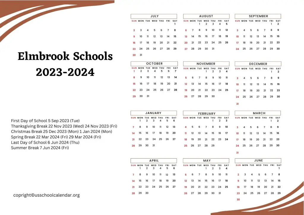Elmbrook School District Calendar