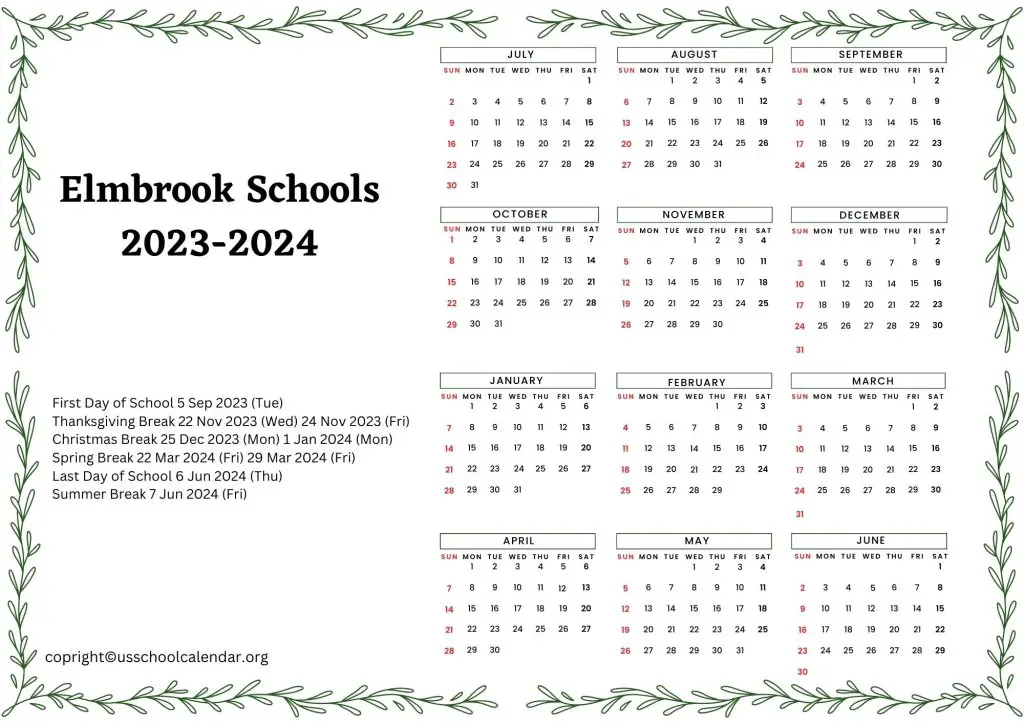 Elmbrook Schools Calendar