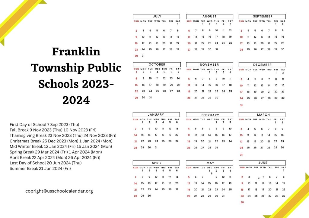 Franklin Township Public Schools Calendar