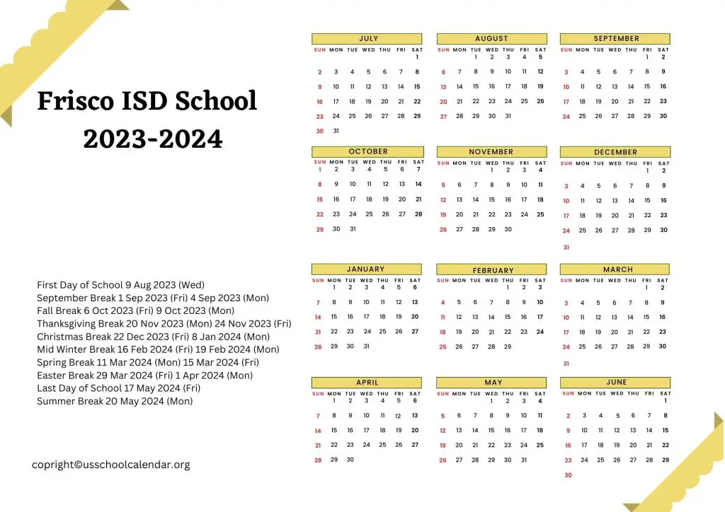 Frisco Independent School District Holidays