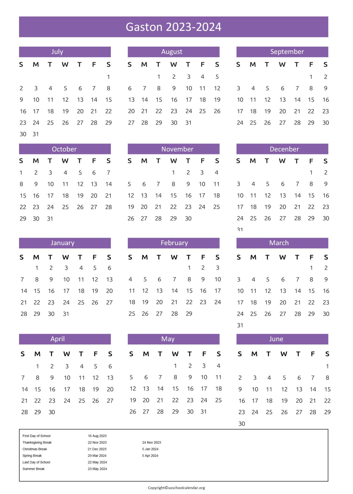 gaston-county-school-calendar-with-holidays-2023-2024