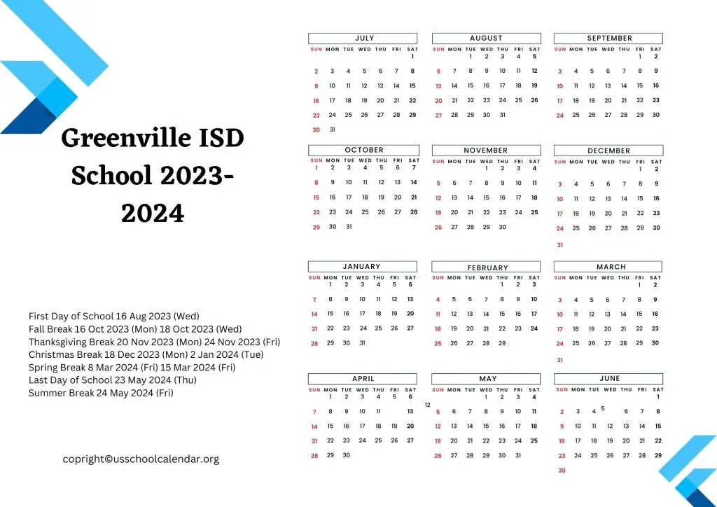 Greenville Independent School District Calendar