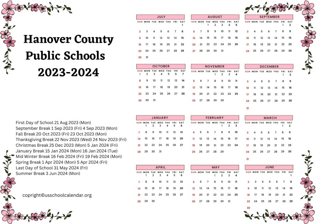 Hanover County Public Schools Calendar