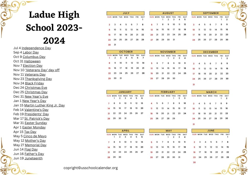 Ladue High School Calendar With Holidays 2023 2024