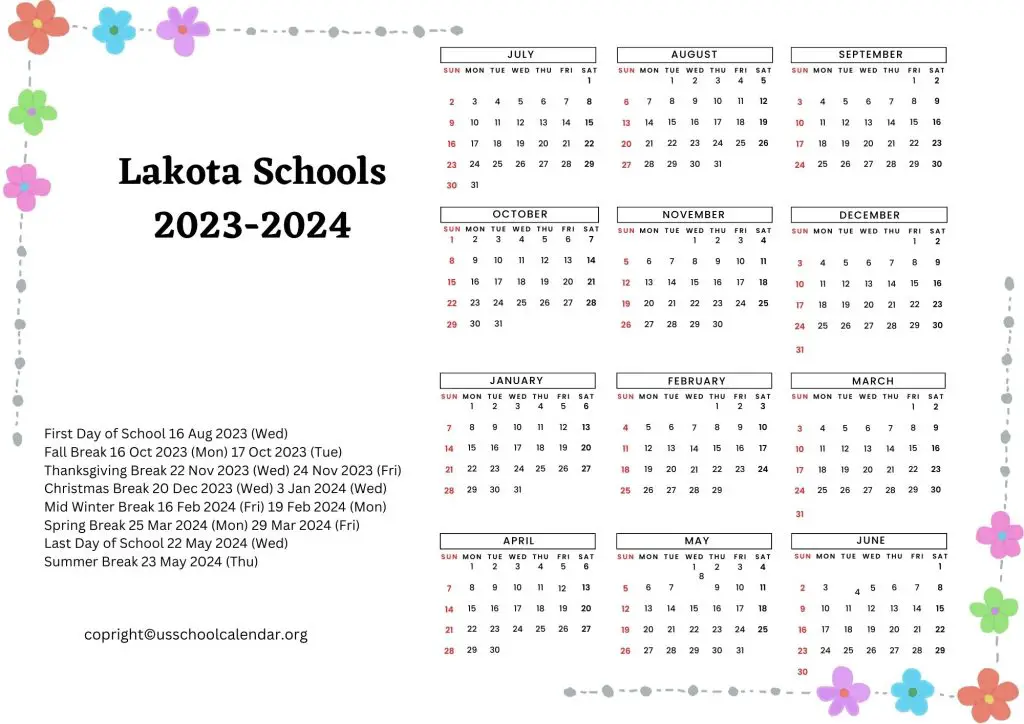 Lakota Schools Holiday Calendar