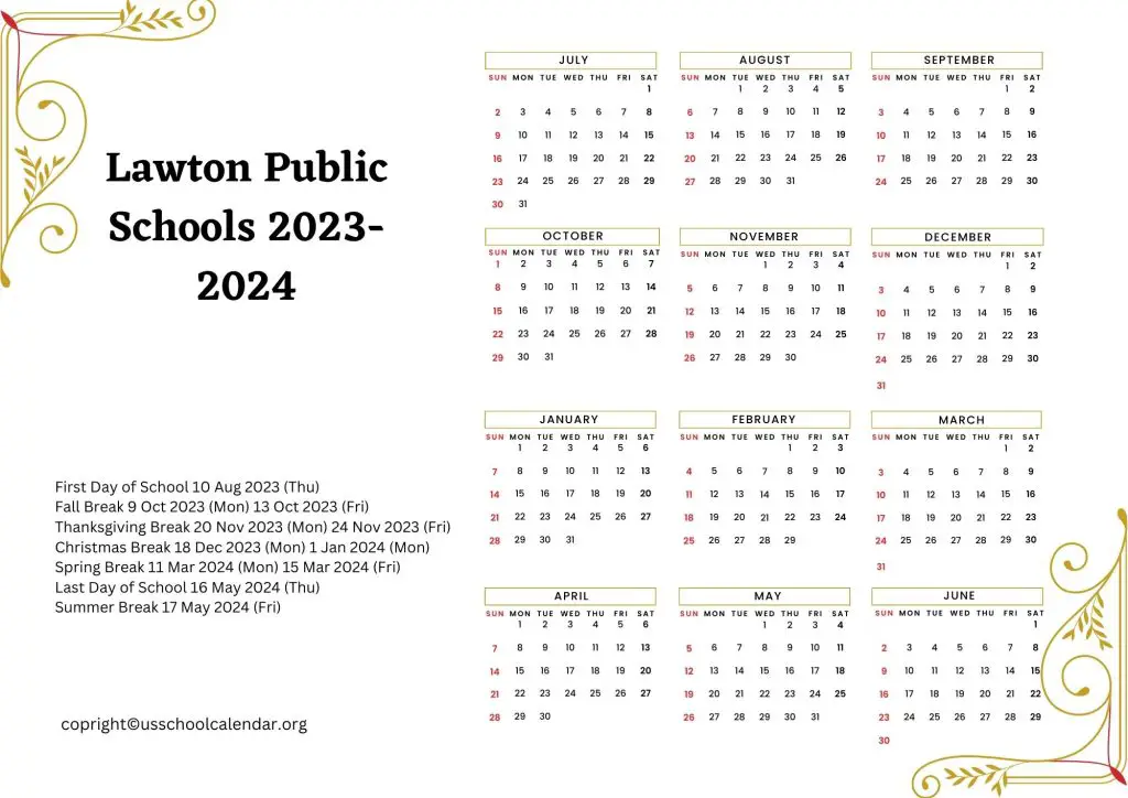 Lawton Public Schools Calendar