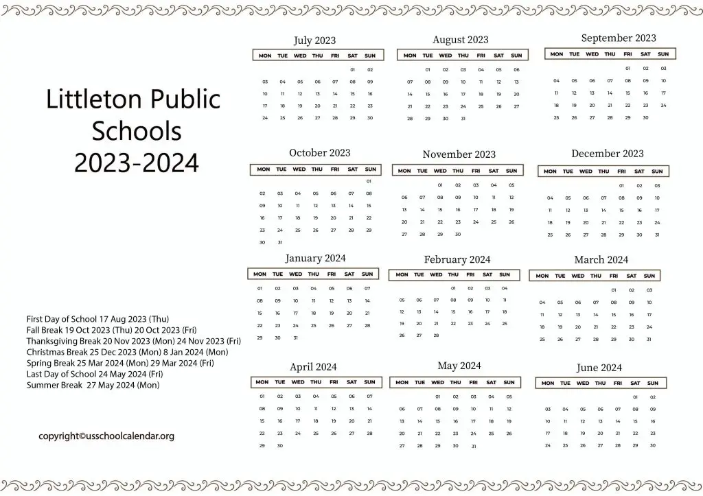 Littleton Schools Calendar