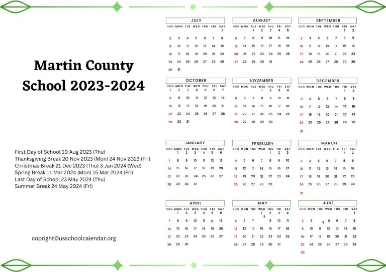 Martin County School Calendar With Holidays 2023 2024