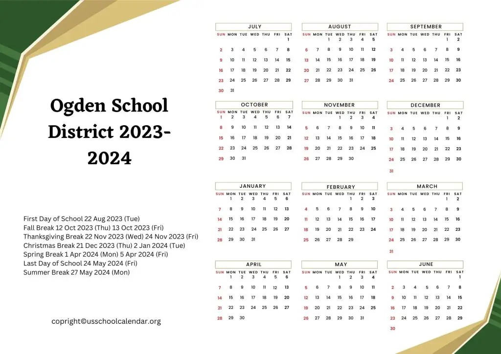 Ogden City School District Calendar