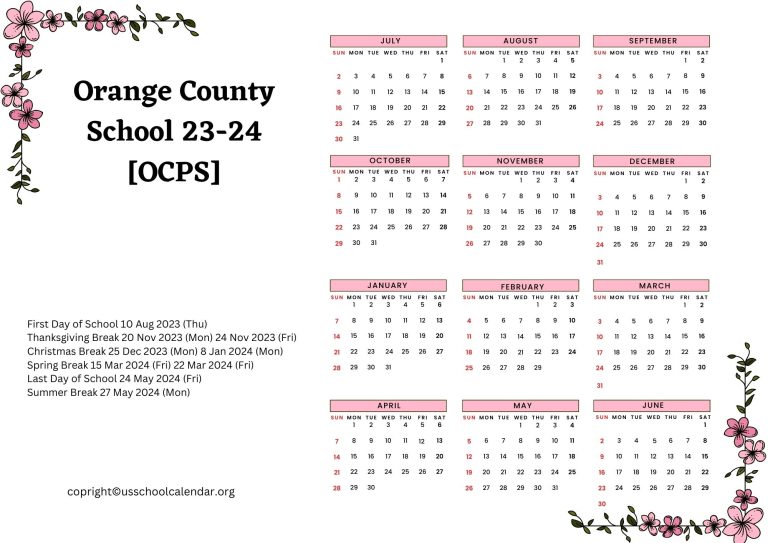 Orange County School Calendar Holidays 2023 2024 OCPS