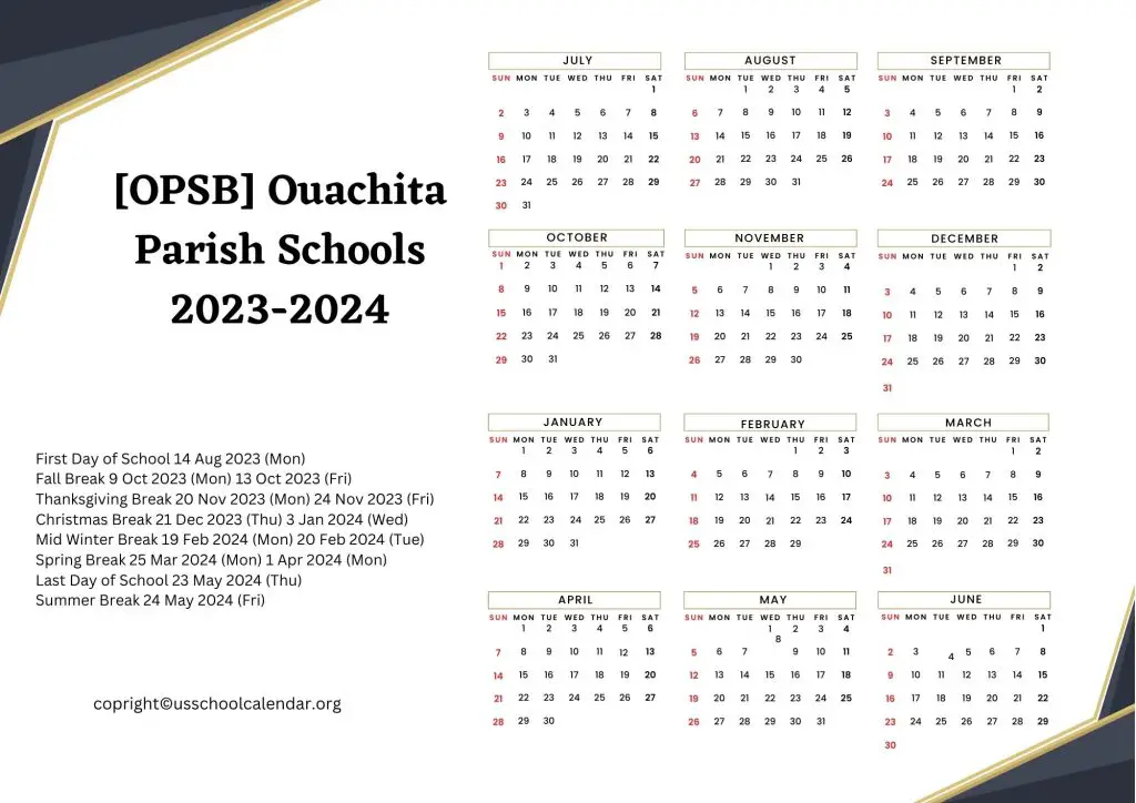 Ouachita Parish Schools Calendar