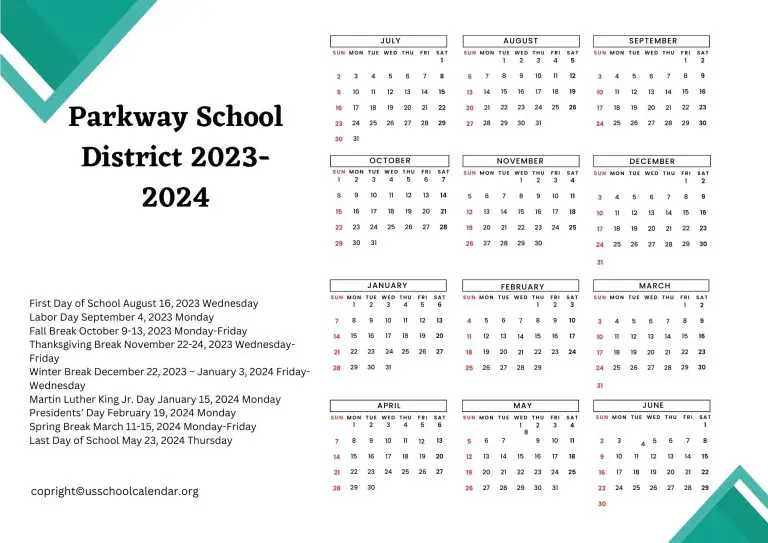 Parkway School District Calendar With Holidays 20232024